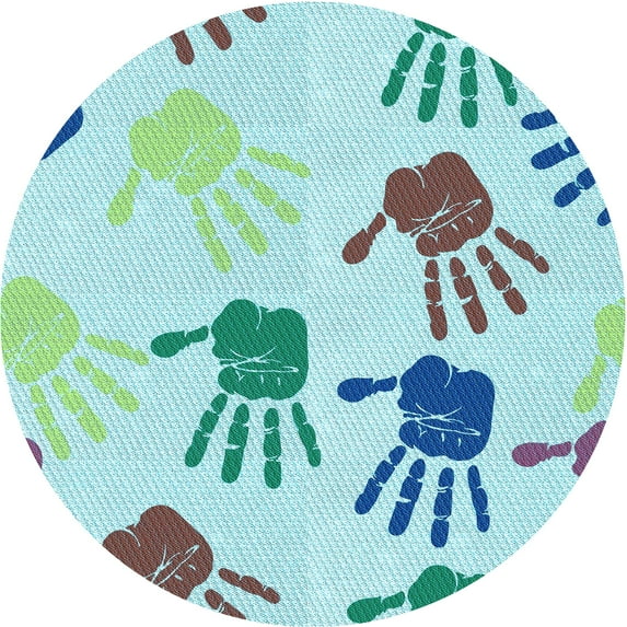 Ahgly Company Indoor Round Patterned Blue Koi Blue Area Rugs, 3' Round