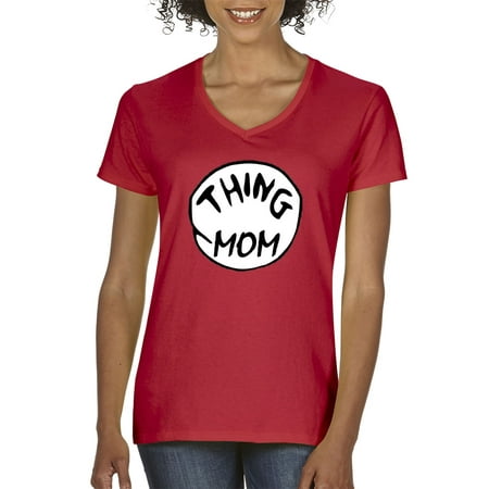 New Way 219 - Women's V-Neck T-Shirt Thing MOM Dr Seuss 2XL (Best Thing For A Sore Neck)