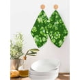 thumbnail image 2 of St. Patrick's Day Kitchen Dish Towels for Drying Dishes Set of 2, Spring Shamrock Leaves Polka Dots Dark Green Waffle Weave Microfiber Hand Tea Bathroom Towels Quick Dry & Absorbent Towel 12x12, 2 of 7