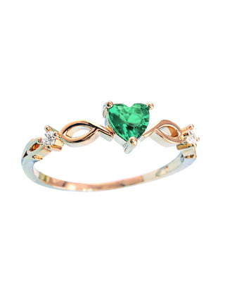 KAGAYD Pink Heart Ring Plated Womens Ring Zir-con Full Diamond