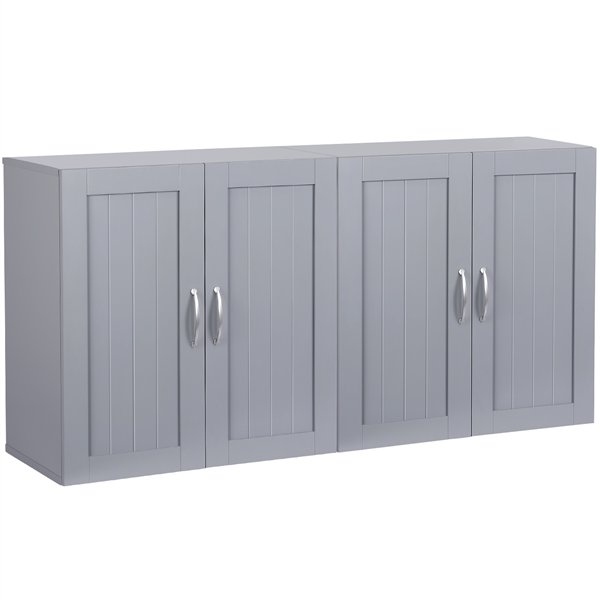 Topeakmart 2pcs Wall Mount Cabinet Storage Organizer With Adjustable Shelf For Bathroom Kitchen Dark Gray Walmart Com Walmart Com