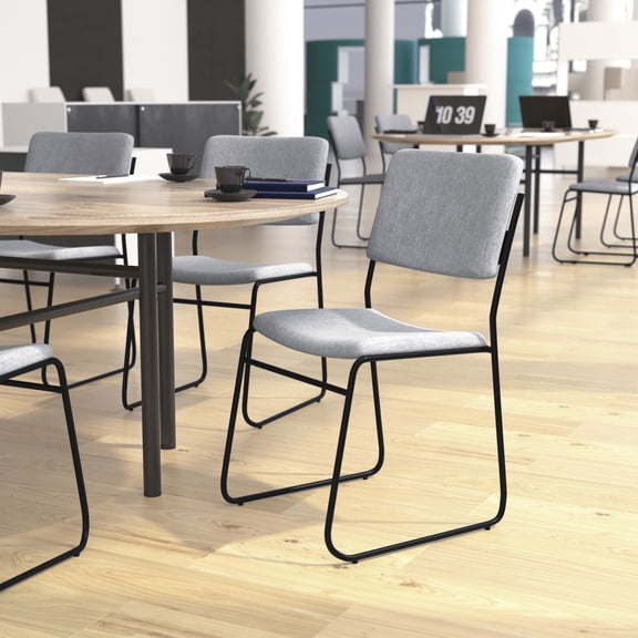 Flash Furniture Hercules Series Fabric Stacking Chair in Gray/Black