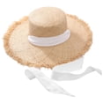 thumbnail image 3 of sususu Sun Protection Hat , Summer Accessories , Spring Hats for Women Stylish Summer Women's Wide Brim Raffia Sun Hat Featuring Adjustable Chin Strap For Beach Travel And Outdoor Sun White, 3 of 5