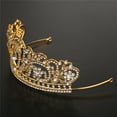 thumbnail image 4 of Golden White Diamond Crystal Hair Crown Headband Bridal Prom Rhinestone Crystal Crown fit your head right（13.5 * 6.5cm）, 4 of 4