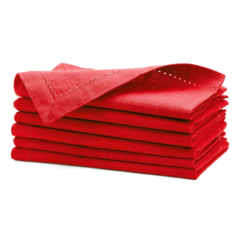 Hiasan Cloth Napkins Set of 6 20 x 20 Inch Washable Red Dinner Napkins with  H