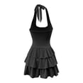 thumbnail image 6 of DHFJKG Women Summer Halter Dresses Square Neck Tiered Mini Dress Sexy Slim Fit Sleeveless Solid Color Going Out Party Wear Versatile Dresses, 6 of 6