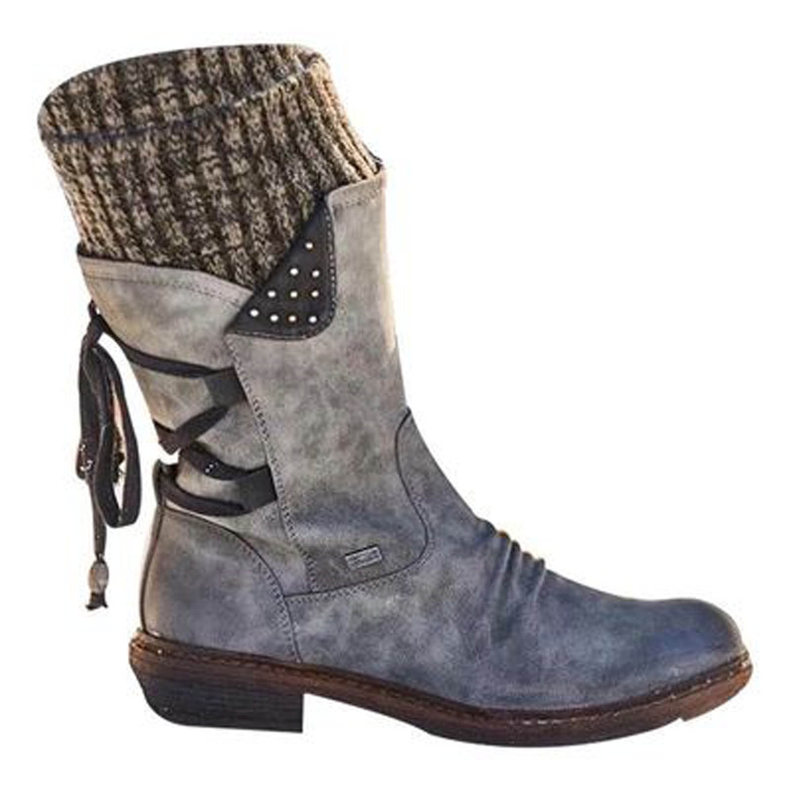 Multi-Colors Women's Mid-Calf Boots Winter Autumn Casual Lace Up High Top Shoes