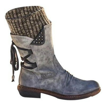 

Egmy Autumn and Winter Woolen Yarn Snow Boots Back Strap Plus Size Boots Women