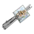 thumbnail image 1 of Dogs Outdoors on Fence Pattern Square Tie Bar Clip Clasp Tack- Silver or Gold, 1 of 5