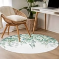 thumbnail image 4 of Round Rugs 3.3Ft, Teal Eucalyptus Leaves Round Area Rug Washable Indoor Throw Carpet, Spring Floral Summer Botanical Soft Non Slip Circle Rug for Laundry Room Patio Home Decor Aesthetic, 4 of 8