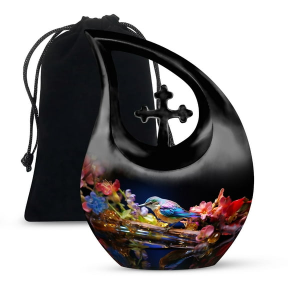JAGSHASHI Sparrow Cremation Urns Adults - Urns For Adult Male Dad - Adult Cremation Urn - Large Urns For Human Ashes Adult Female - 10 Inch With Velvet Bag - Cremation Urns For Men - Decorative Urn
