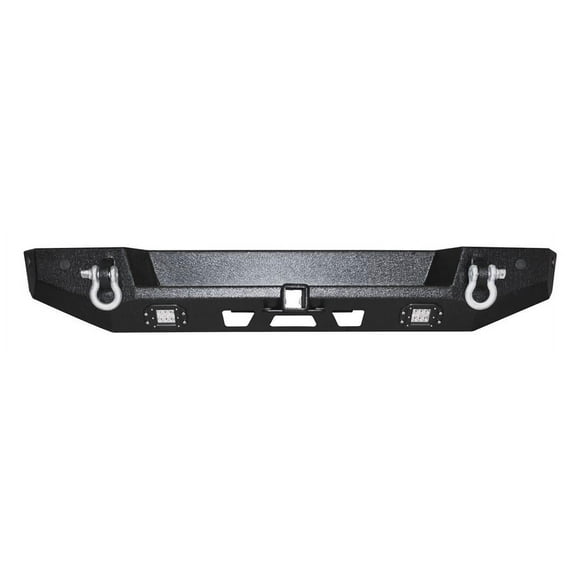 Crown Automotive Bumper RT20047 RT Off-Road; One Piece Design; Direct-Fit; Mounting Hardware Included; With 2 LED Light Cutouts; Without Spare Tire Carrier; With D-Rings; Textured Matte Black Steel