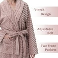 thumbnail image 3 of Enwphrey Taupe Women Robe Soft Cozy Warm Bathrobe Ladies Long Fleece Plush Comfy Spa Housecoat Lightweight Robe for Women(2XL/3XL,Taupe), 3 of 6