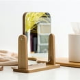 thumbnail image 3 of 1PC 180° Rotated Wooden Makeup Mirror Desktop Small Glass Silver Mirror, 3 of 8