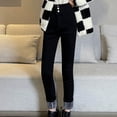 thumbnail image 2 of Babysbule Women's Denim Jeans Fashion Leisure High Waisted Plush And Thick Wide Legs Trouers, 2 of 6