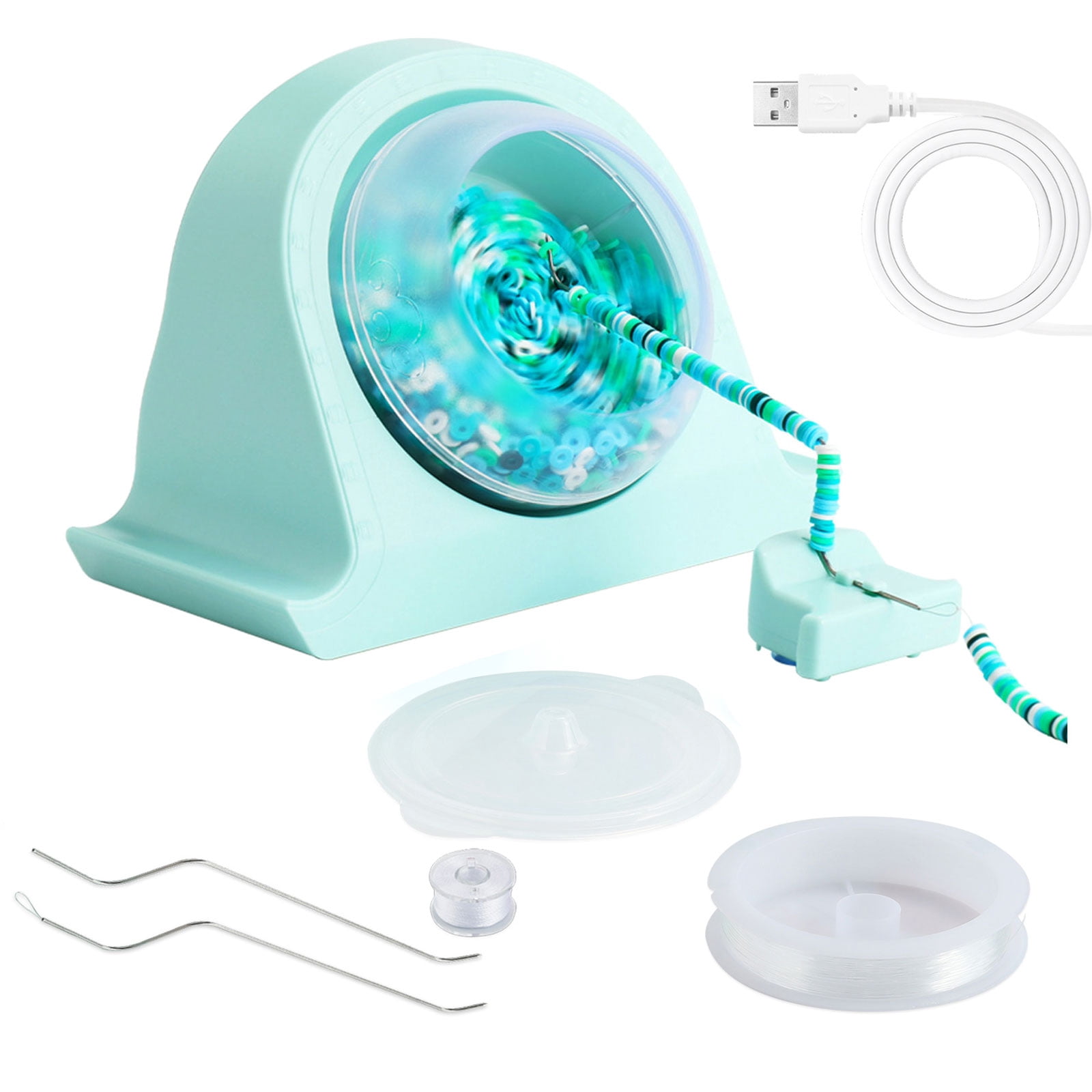 Innovative Bead Spinner Kit Electric Beads Stringing Machine Silicone Bowl with Thread Necklace Making Supplies
