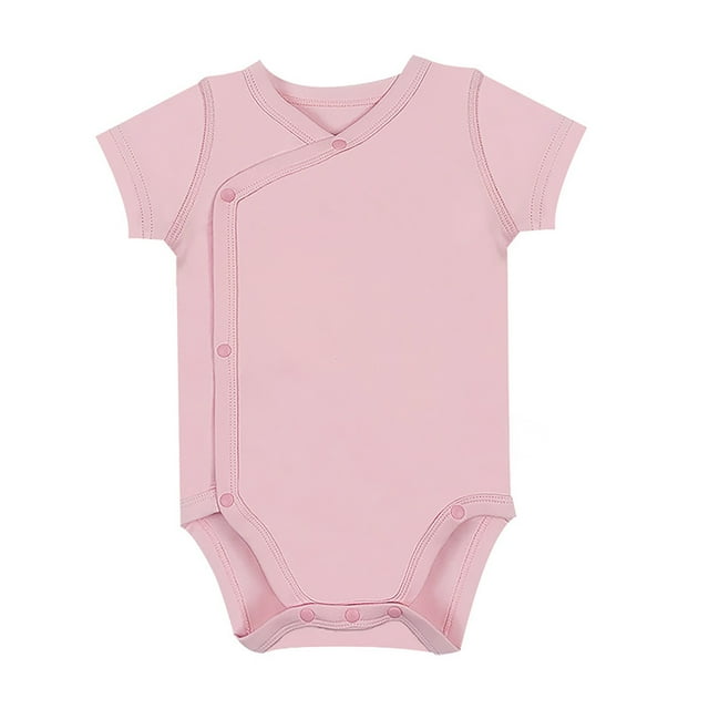 MIASHUI Baby Short Sleeve Side Snap Bodysuit Unisex Solid Color Soft Clothes,Light Pink,9-12 Months