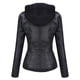 thumbnail image 3 of Chaqueta Springrain de piel sintética Moto Biker con capucha desmontable, 3 of 7