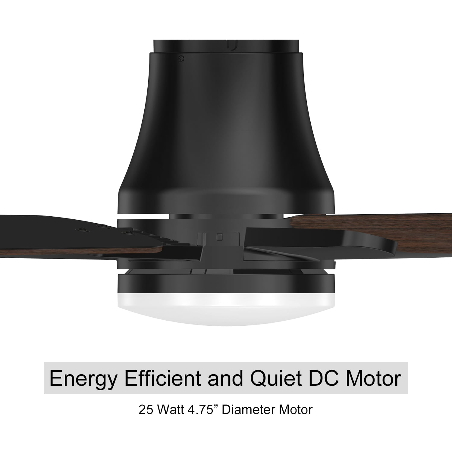 Manistays 52 inch Hugger Ceiling Fan with LED Light, Remote Control, 6 Speeds, 4 Blades, Black