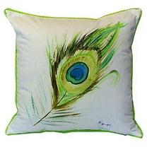 Betsy Drake ZP759 Peacock Feather Indoor & Outdoor Throw Pillow- 22 x 22 in.