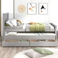 thumbnail image 3 of Euroco Twin Size Platform Bed with Trundle and Drawers, Gray, 3 of 9