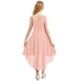 thumbnail image 3 of Miutii Kids Girls Sleeveless Chiffon Junior Bridesmaid Dresses Shiny Sequins Asymmetrical Hem Evening Pink 16, 3 of 5