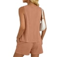 thumbnail image 4 of FNFYFH Cotton Pajamas for Women Set 2 Piece Short Sets Summer Tank Top Matching Shorts Lounge Set, 4 of 5