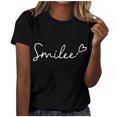 thumbnail image 2 of WXLWZYWL Tunic Tops for Womens Plus Size Short Sleeve Round Neck Graphic Letter Printing Solid Color Tees Tops Casual Summer Loose T Shirt, 2 of 4