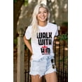 thumbnail image 5 of Walk With Him Jesus Christ Faith Men's Graphic T Shirt Tees Brisco Brands S, 5 of 6