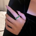 thumbnail image 4 of Gold Electroplated Zircon Ring With Man Made Diamond Crystal Copper Adjustable Korean Style Geometric LookGlow, 4 of 5