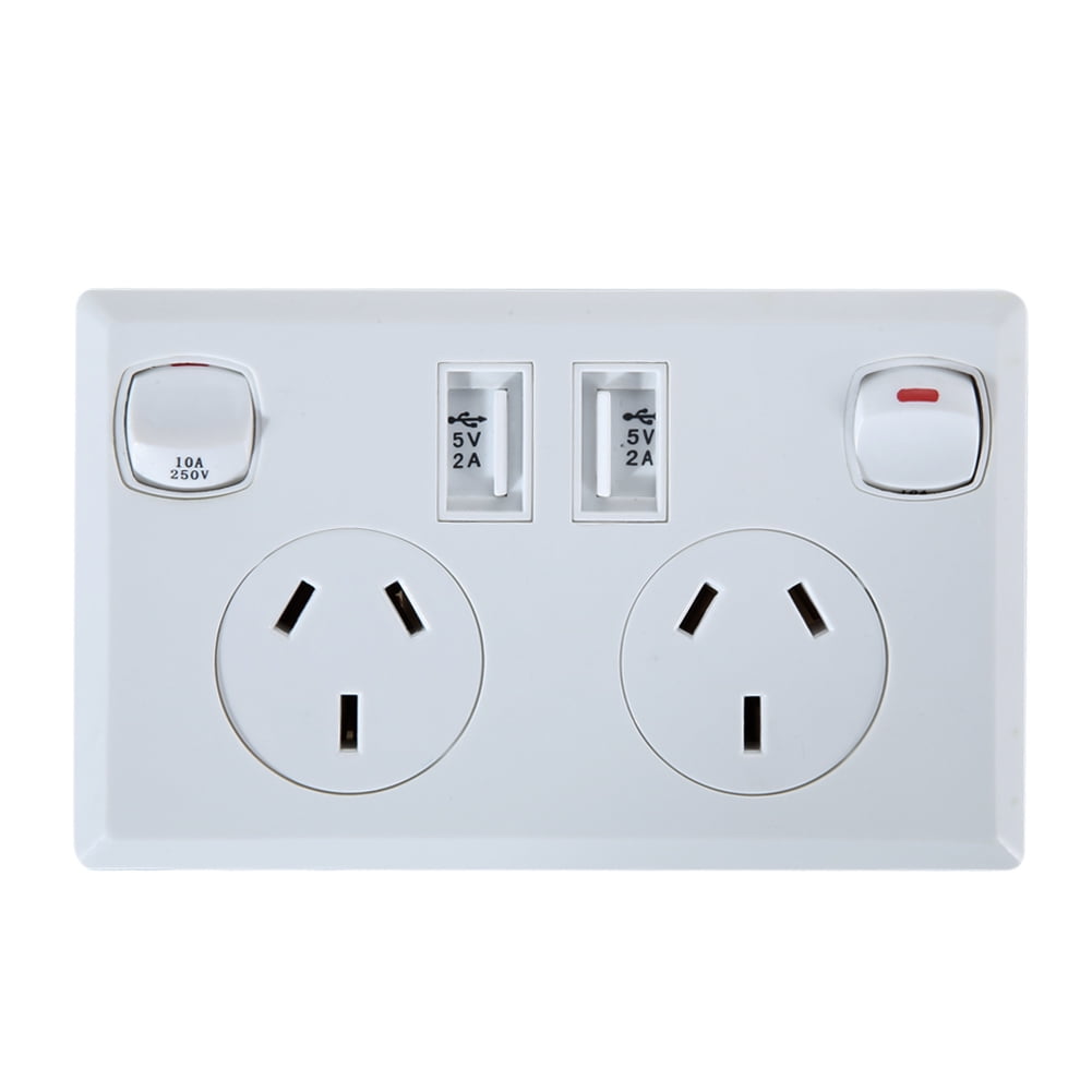 Chinatera Double USB Australian Plug Wall Socket Point Supply Plate -
