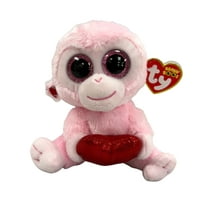 Ty Beanie Boos - Gigi the Valentine's Monkey  – Glitter Eyes  - Stuffed Animal