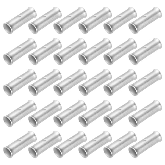 Uxcell 8 Gauge Flared Barrel Butt Connectors, 8 AWG Tinned Copper Wire Connectors Non-Insulated Wire Butt Terminal for Vehicle Electric Power Home Appliance, Pack of 30(Silver)