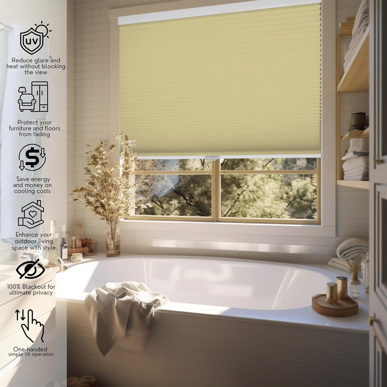 Chicology Cream Cordless Blackout Cellular Shades 54.75 in. W x 72 in. L