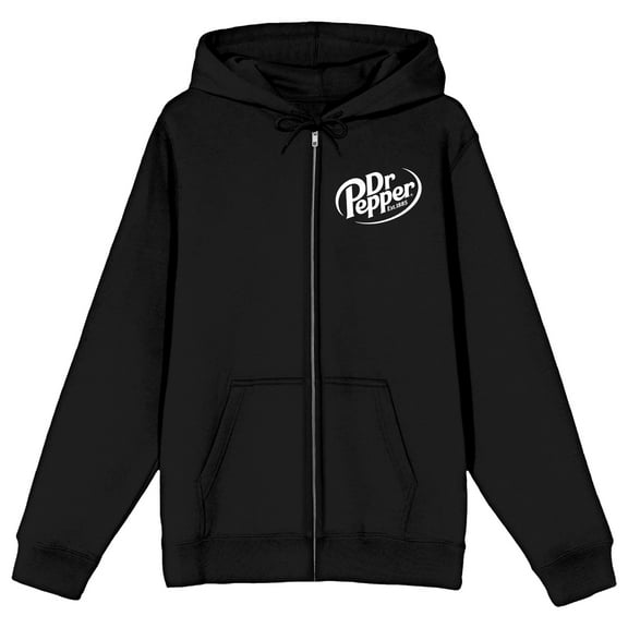 Dr Pepper Vintage Diamond Logo Men's Black Zip-Up Hoodie-M