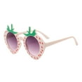 thumbnail image 2 of Almencla Girls Sunglasses Kids Party Sunglasses Sun Protection Fashion Dress up Accessory Strawberry Girls Sunglasses for Pool Outdoor Beige White, 2 of 8