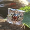thumbnail image 6 of Garnet Texture Ring | 925 Sterling Silver Meditation Band | Handmade Anxiety Ring | Garnet Birthstone Jewelry | Fidget Worry Ring Gift, 6 of 10