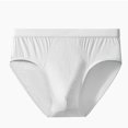 thumbnail image 2 of USNSM Mens Fashionb Solid Color Elastic Seamless Briefs Shorts Underwear Ultra Thin Breathable Briefs White L, 2 of 3