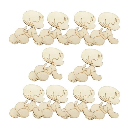

NUOLUX 10pcs Baby Wood Piece Creative Decor Art Prop for Baby Shower Wedding Birthday Party