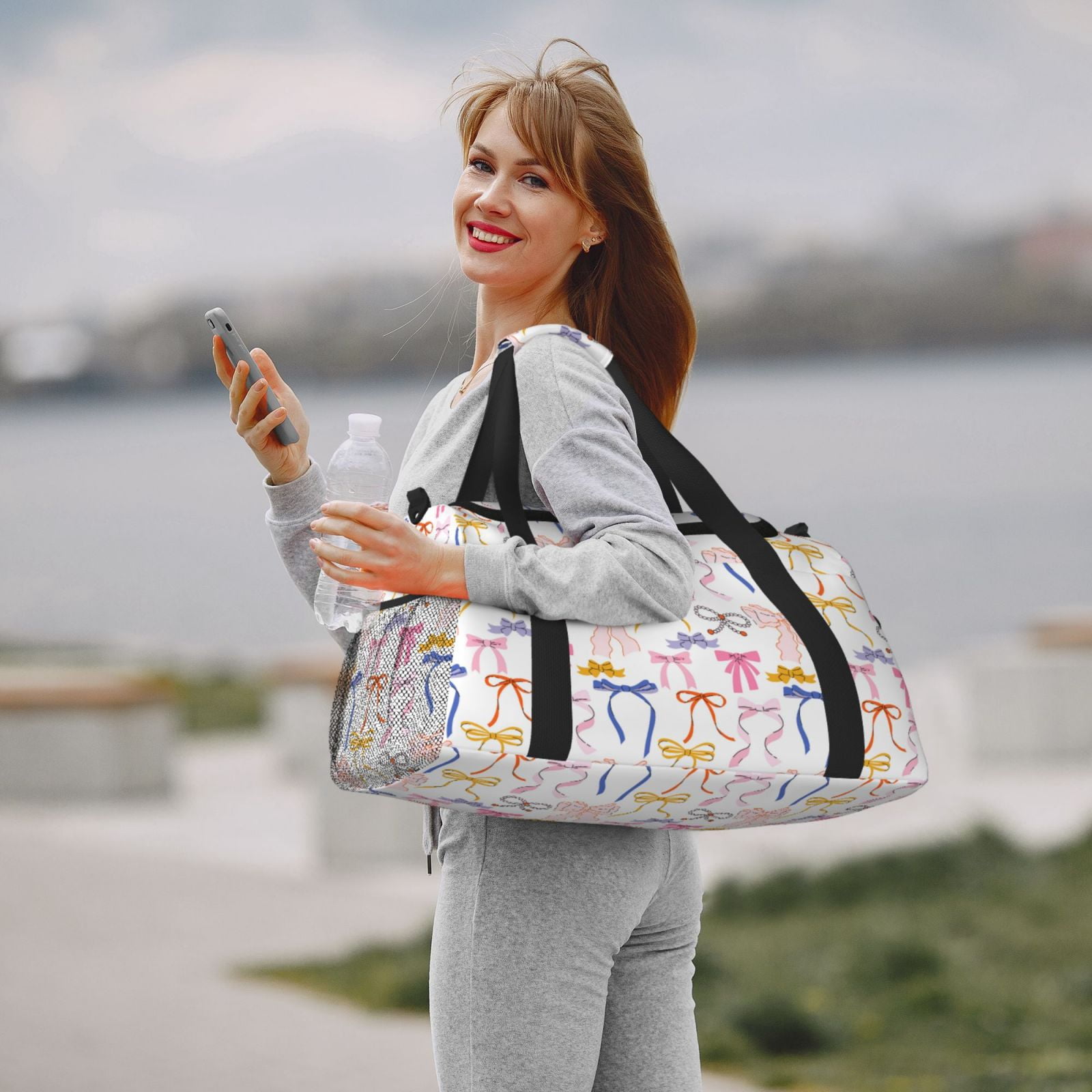 Fuzoiu bow ribbons Print Travel Duffle Bag,Carry On Tote Bags,Duffel Bag,Sport Gym Bag, Hospital Bag for Labor and Delivery, Overnight Bag,Luggage Bag