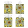 thumbnail image 2 of Uemuo Sage Green With Sunflowers Tissue Box Cover Holder, Square with Bottom Belt - PVC Leather Decorative Organizer for Tabletop, Bathroom, Car, Office, 2 of 8