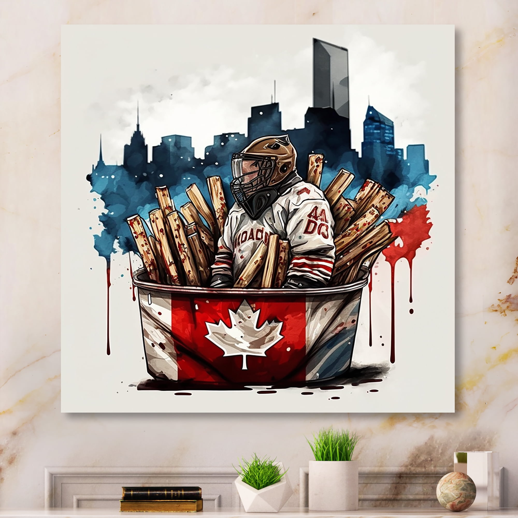 Designart Goal Tender In Poutine III Canvas Wall Art