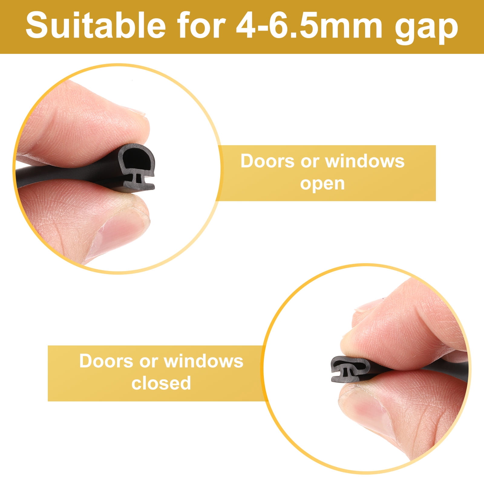 Window Weather Stripping Door Seal, 5/16" Wide Bulb Bubble TPE Weatherstrip Seal for 0.3" Slot (10 m/33 ft, Black)