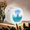 thumbnail image 6 of Yiaed Lighthouse Sea Port Print Travel Jewelry Case Bridesmaid Gift Boxes Jewelry Travel Organizer Small Round Jewelry Box Mini Storage-White, 6 of 7