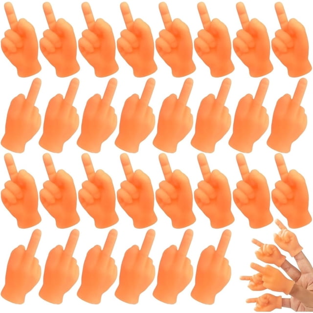 30 Uds. Marioneta de dedo medio, marionetas de mano pequeñas y divertidas en miniatura, pequeñas manos de goma para dedos para Halloween, juegos, fiestas