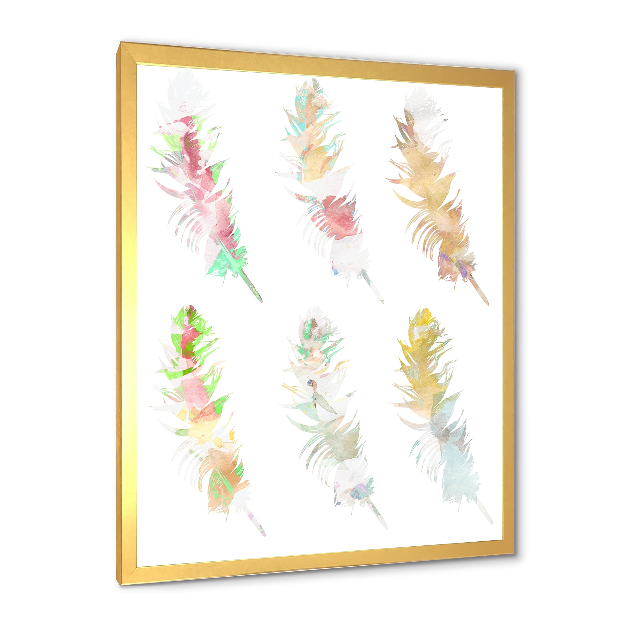 Designart 'Vibrant Boho Art Feather In Rustic Bright Colors' Bohemian & Eclectic Framed Art Print
