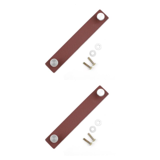 ZheElen Leather Drawer Pull Cabinets Handles Door Knobs Replacement Accessories Brown 156mm 2Set