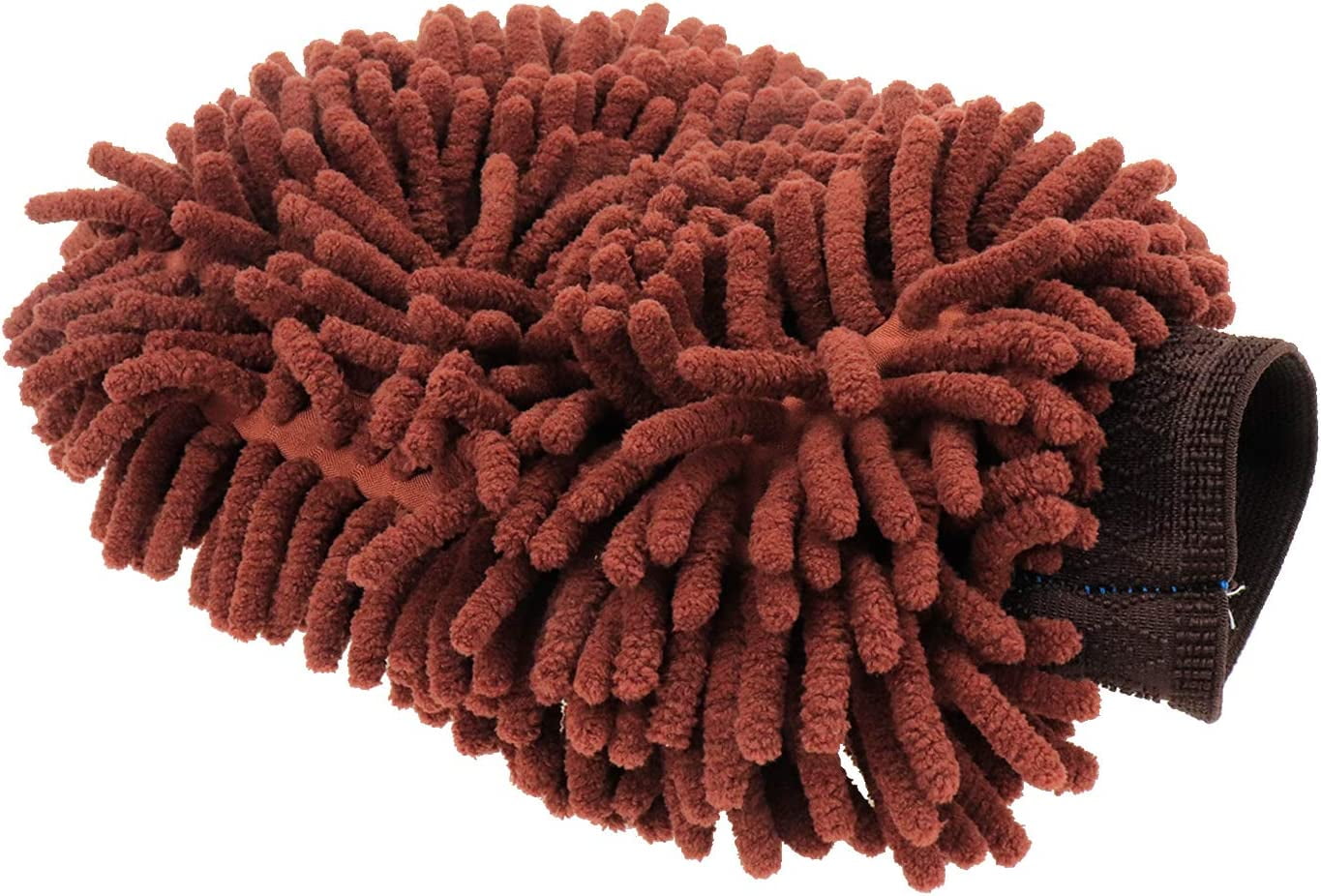 Chenille Microfiber Car Wash Mitt, Soft Lint-Free Scratch-Free Washing Pad for Room and Car Cleaning (Brown)