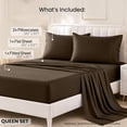thumbnail image 4 of Lux Decor Collection Queen Bed Sheets Set Brushed Microfiber High GSM, 4 Piece Sheet Set Upto 16 Inches Deep Pocket Bedding Sheets & Pillowcases - Brown, 4 of 10