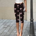 thumbnail image 3 of Women Y3k Side Split Capri Pants Polka Dots Low Rise Fitted Cropped Leggings Casual Stretchy Dressy Capris Going Out, L, 3 of 8